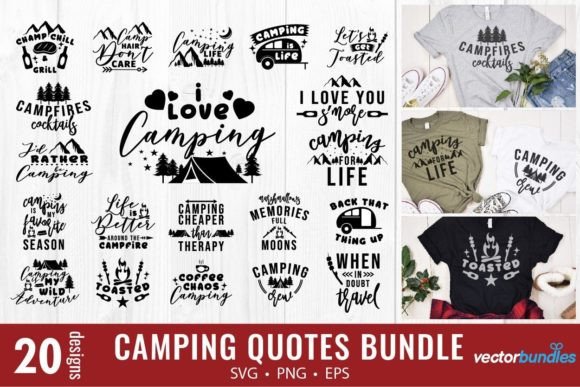 Camping Lettering Bundles Quote SVG: Graphics for Crafts & Local Branding