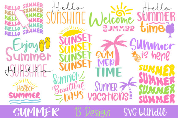 Summer Day Colorful Quote SVG Bundle: Graphics for Crafts-Driven Branding
